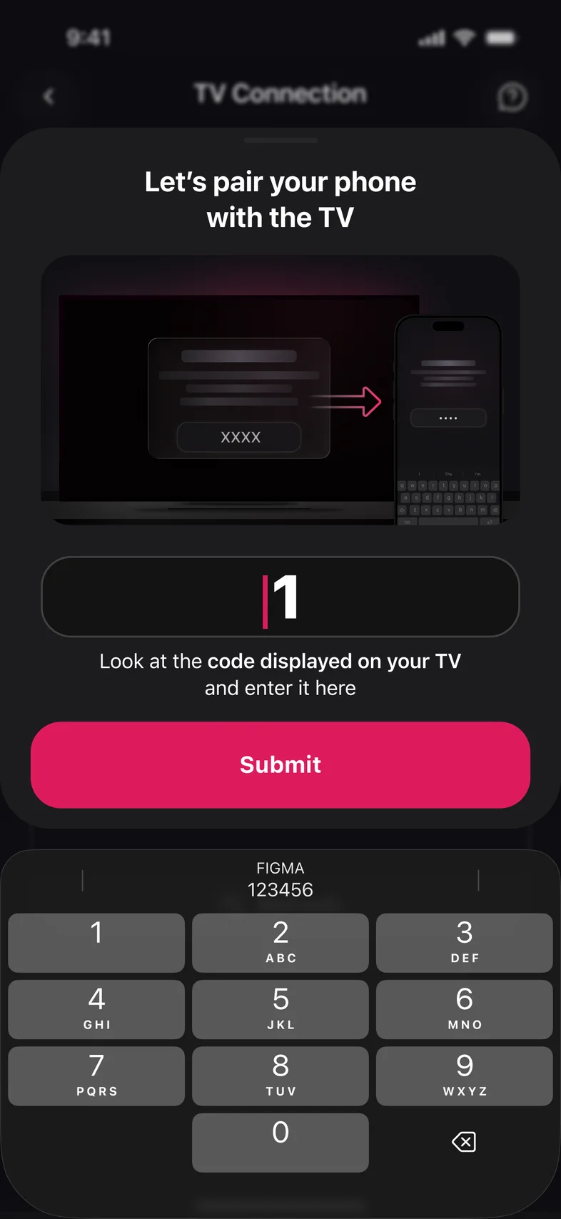 Kliky app: enter the pairing code shown on your TV