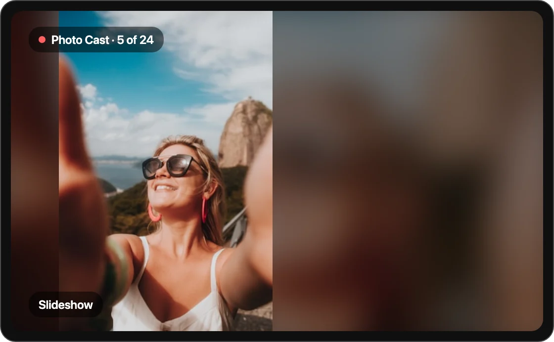 TV showing a photo cast from a phone as a slideshow